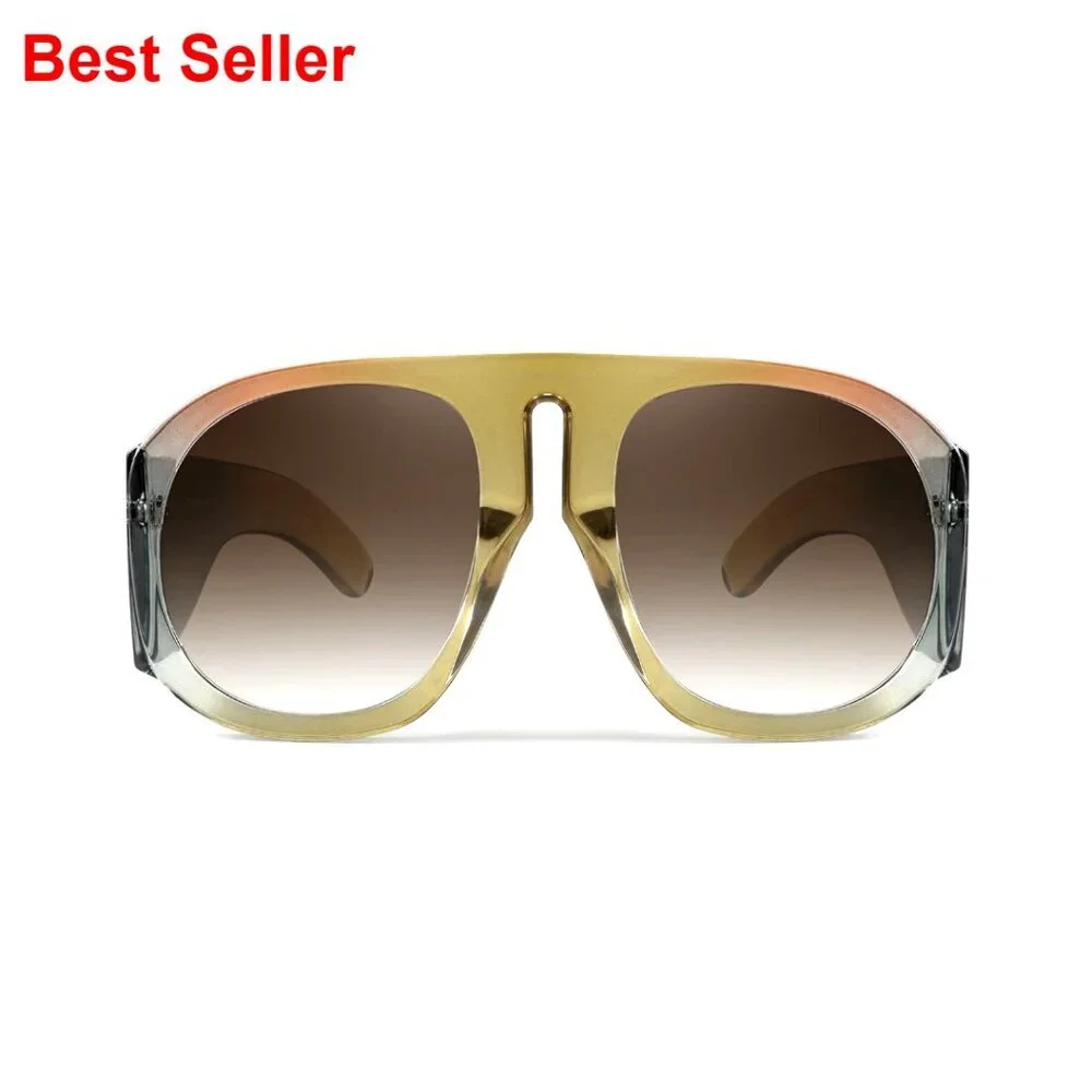 Oversized Retro Aviator Sunglasses with UV400 Protection Shield Frame